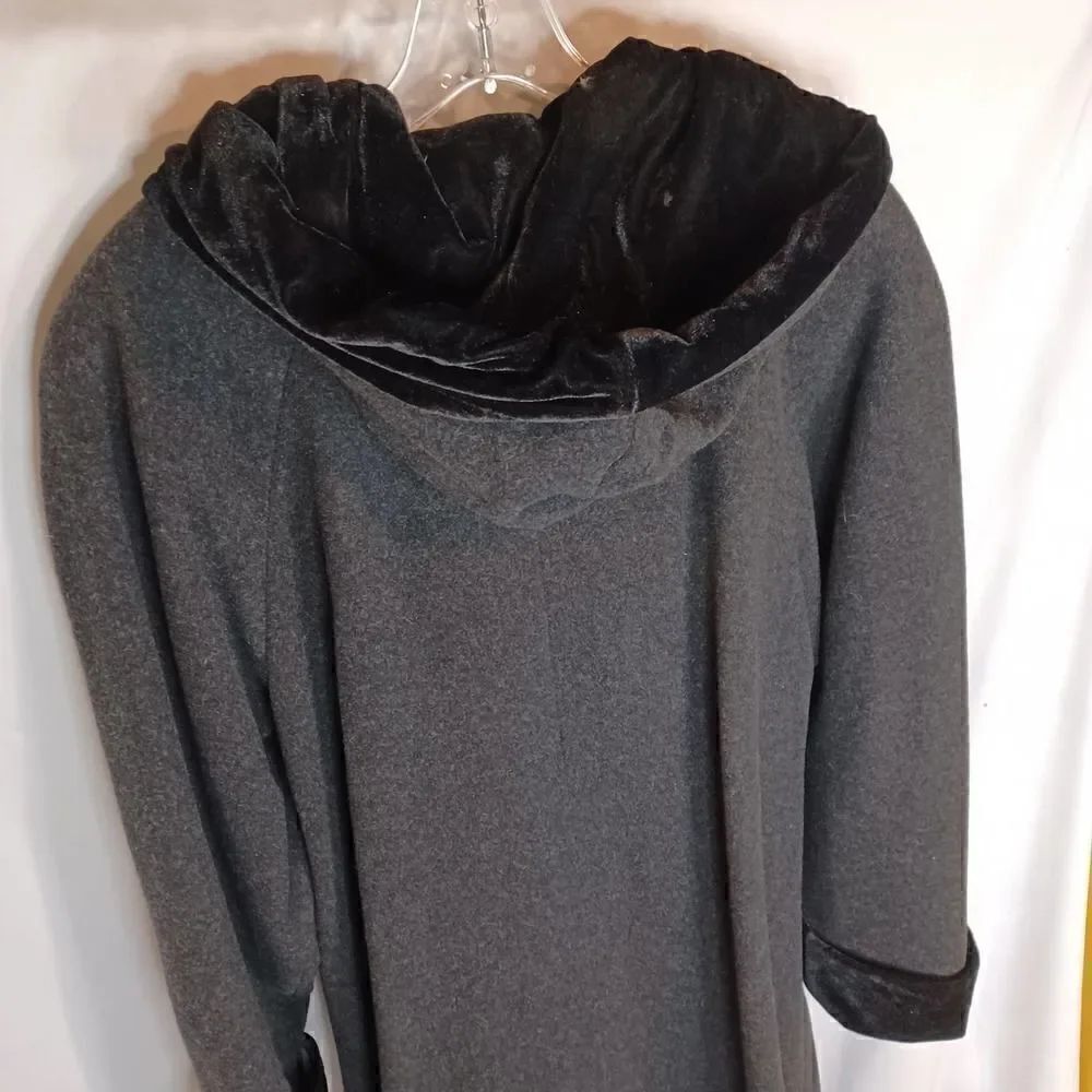 Misty Harbor Velour Velvet Trim Wool Full Length Trench Coat Size 12 - Picture 8 of 11